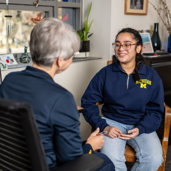 Student and advisor at an in-office appointment.
